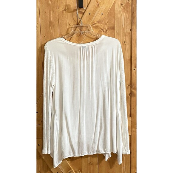 Anthropologie Left of Center White Asymmetrical Long Sleeve Top Women’s Small - Picture 2 of 9